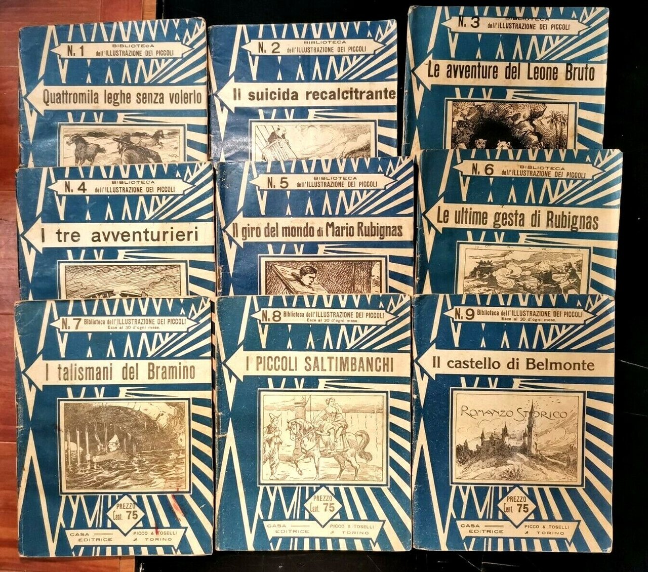 BIBLIOTECA DELL'ILLUSTRAZIONE DEI PICCOLI primi 9 numeri giornale ragazzi antico | Immagine principale