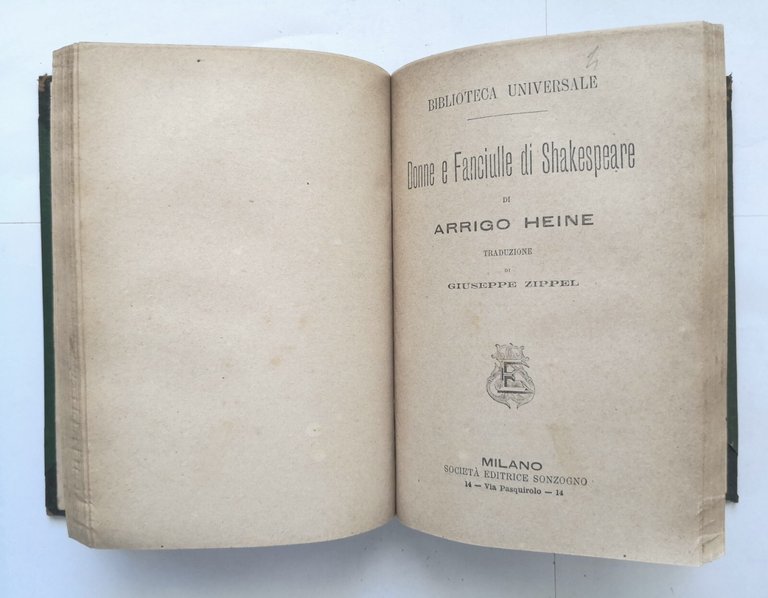 BIBLIOTECA UNIVERSALE 7 volumi Sonzogno 1900 Fausto Heine Nibelunghi Gessner