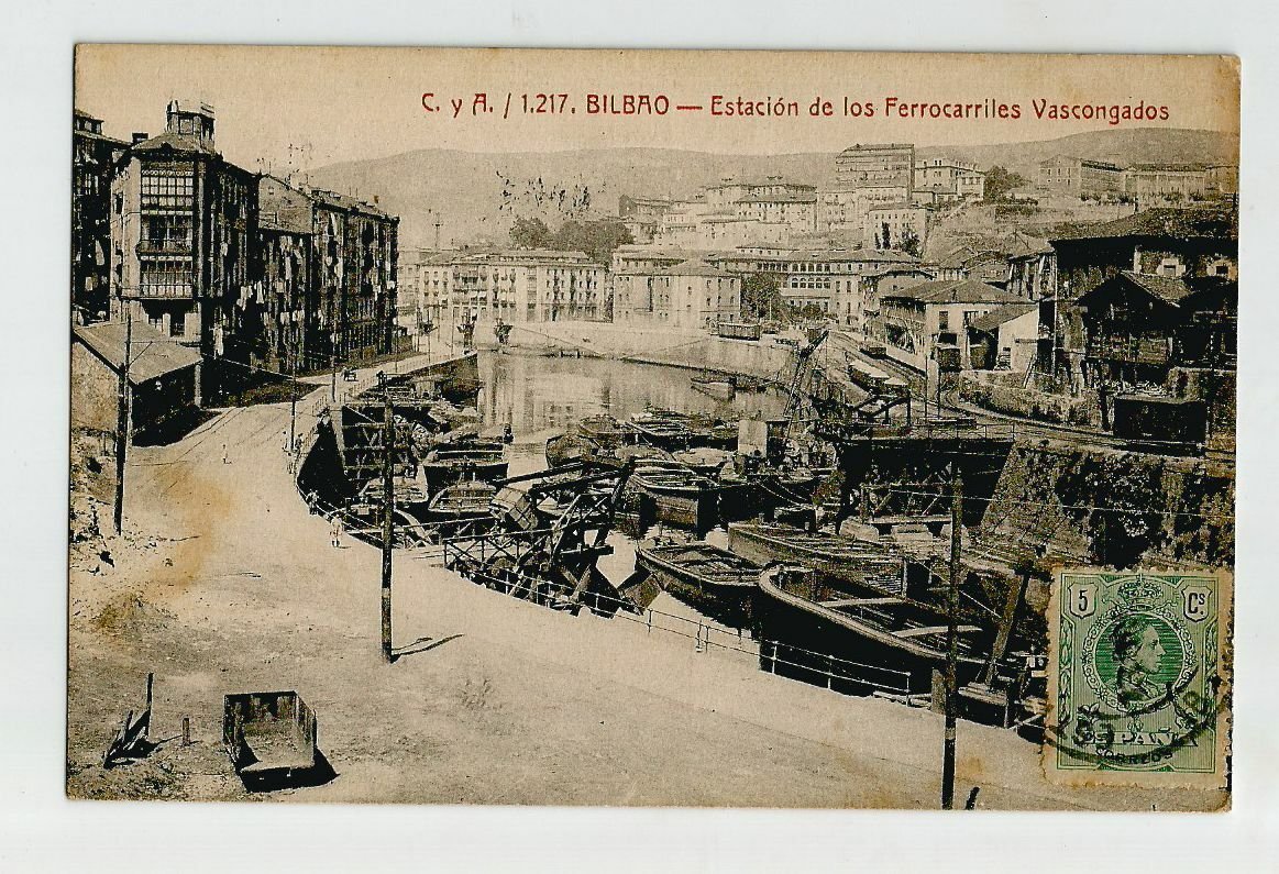 Bilbao Estacion De Los Ferrocarriles Vascongados viaggiata 1916 tarjeta cartolin