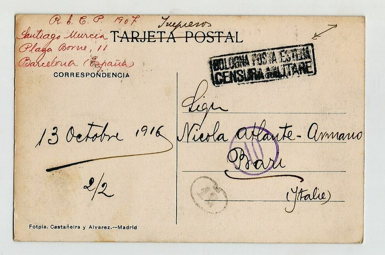 Bilbao Estacion De Los Ferrocarriles Vascongados viaggiata 1916 tarjeta cartolin