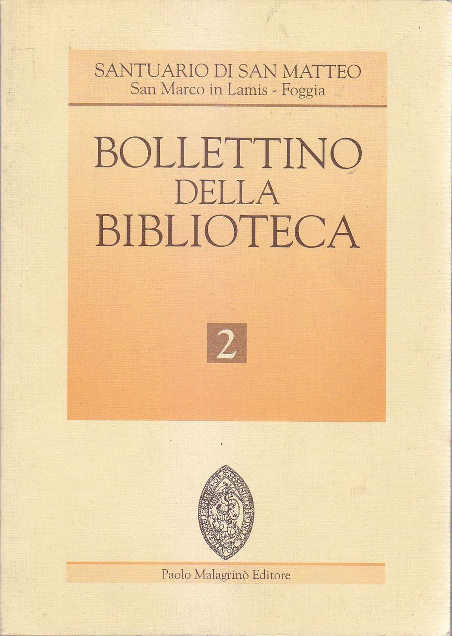 Bollettino Biblioteca Santuario San Matteo 1999 San Marco in Lamis …
