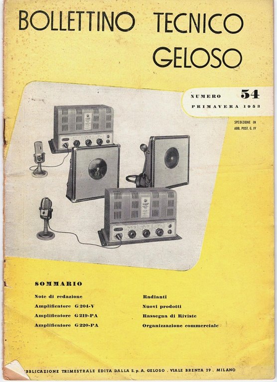 BOLLETTINO TECNICO GELOSO 4 Numeri 44 54 55 59 - … | Immagine Gallery 4