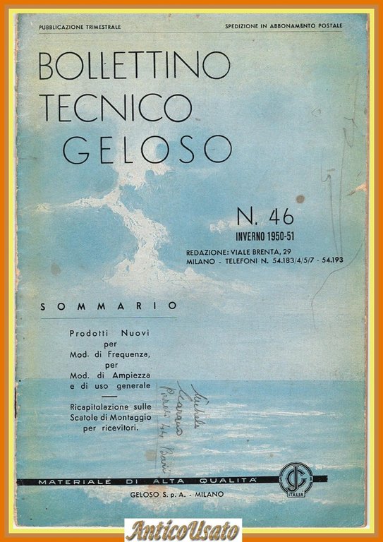 BOLLETTINO TECNICO GELOSO 4 Numeri 46 47-48 49-50 71-72 1950 … | Immagine Gallery 2
