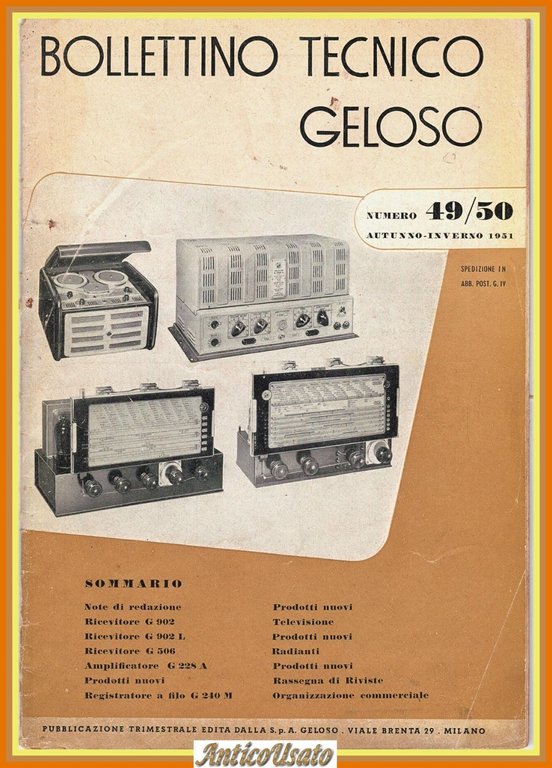 BOLLETTINO TECNICO GELOSO 4 Numeri 46 47-48 49-50 71-72 1950 … | Immagine Gallery 4