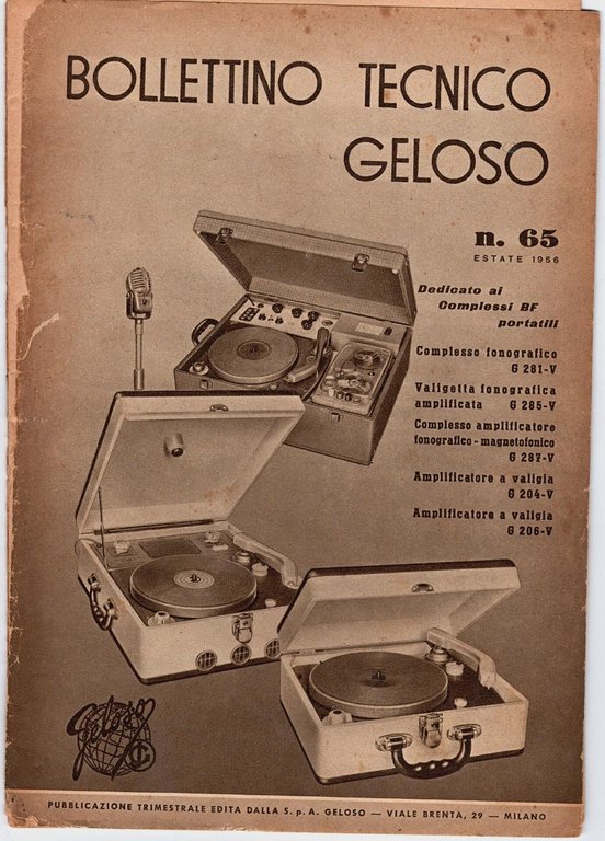 BOLLETTINO TECNICO GELOSO 4 Numeri 61-62 63 64 65 1955 … | Immagine Gallery 2