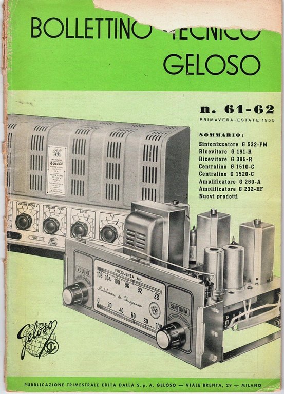 BOLLETTINO TECNICO GELOSO 4 Numeri 61-62 63 64 65 1955 … | Immagine Gallery 5