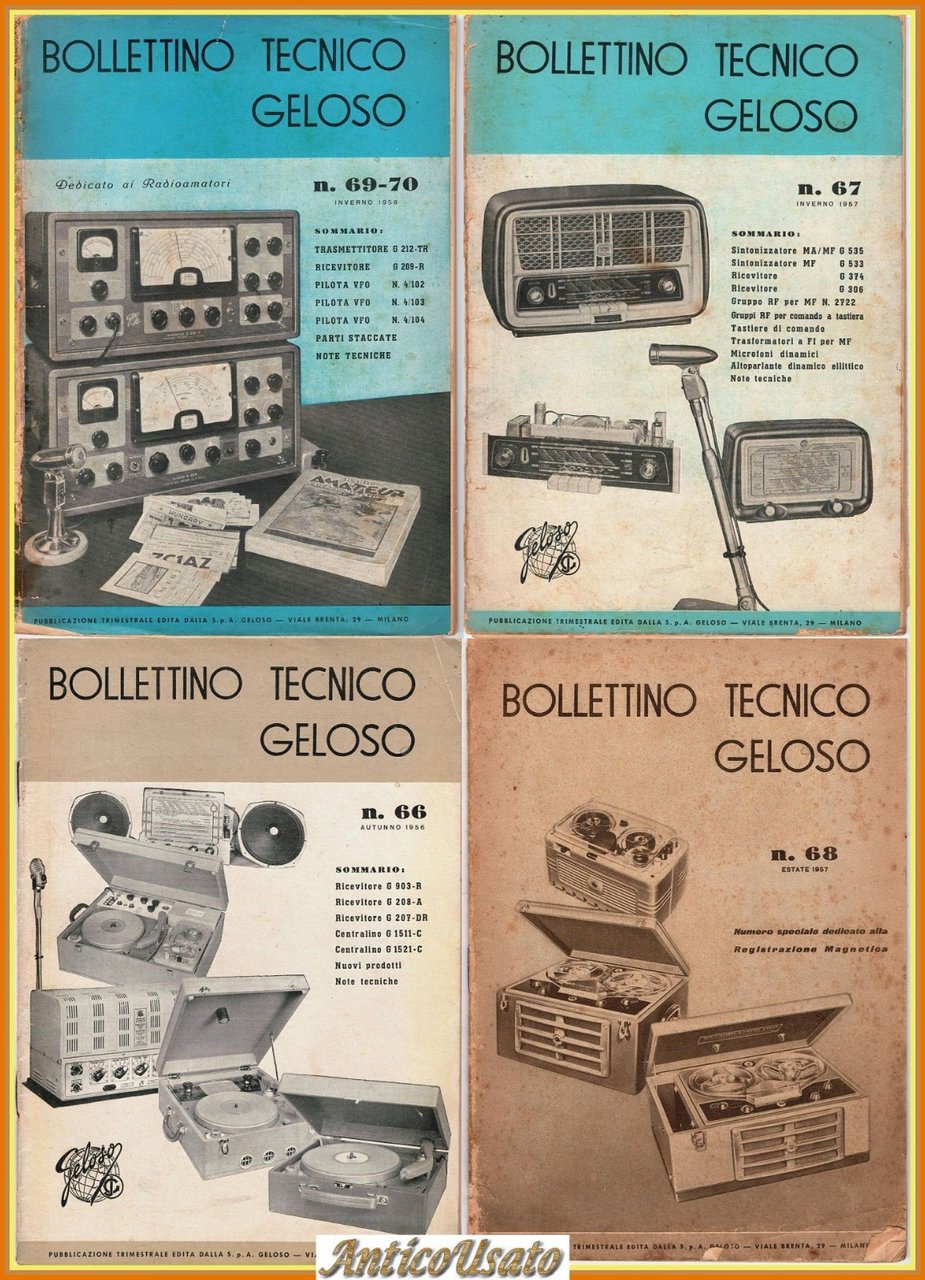 BOLLETTINO TECNICO GELOSO 66 67 68 69-70 1956 1958 4 … | Immagine principale