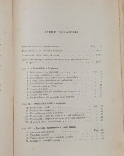 CALCOLO DELLE PROBABILITÀ VOLUME I di Guido Castelnuovo 1957 Zanichelli