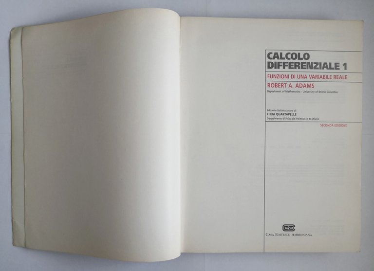 CALCOLO DIFFERENZIALE 1 funzioni una variabile reale di Robert Adams …