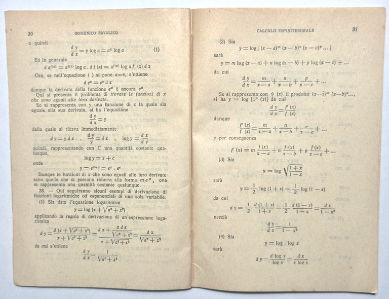 CALCOLO INFINITESIMALE 1 Differenziale di Domenico Ravalico Sonzogno 1936 Libro | Immagine Gallery 3