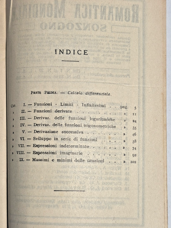CALCOLO INFINITESIMALE 1 Differenziale di Domenico Ravalico Sonzogno 1936 Libro | Immagine Gallery 4