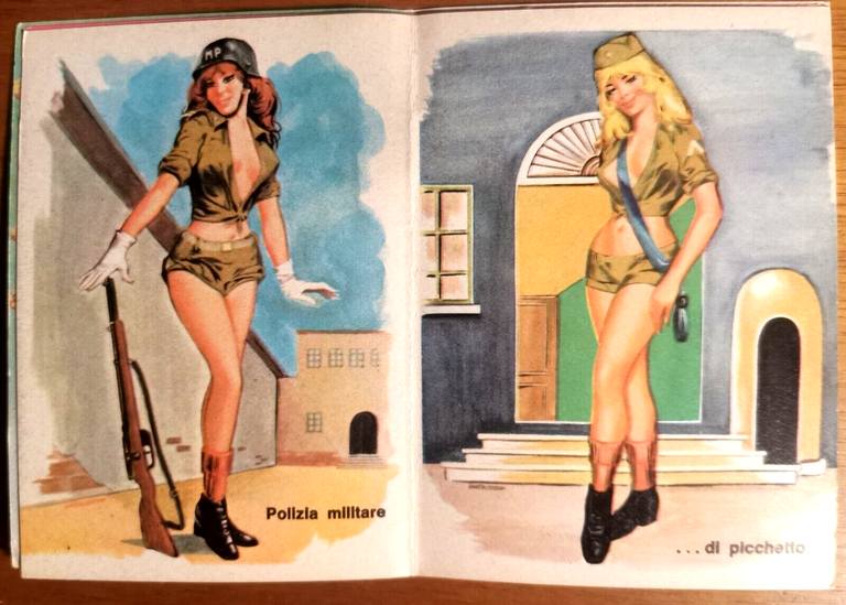 Calendarietto da Barbiere 1964 ATTENTI A ... pin up esercito …
