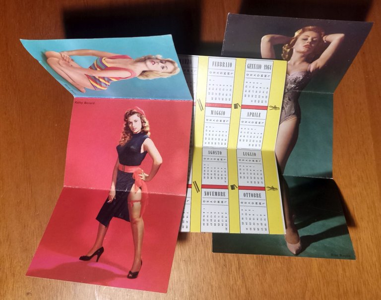 Calendarietto da Barbiere 1964 HOLLYWOOD pin up attrici americane vintage