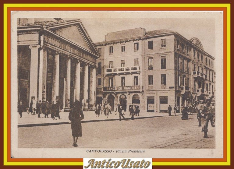 CAMPOBASSO Piazza Prefettura Cartolina Viaggiata anni '30 vintage animata | Immagine Gallery 1