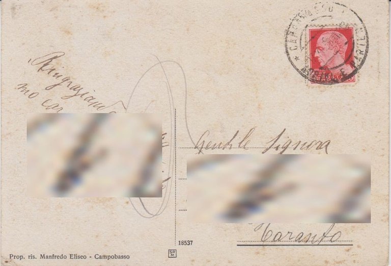 CAMPOBASSO Piazza Prefettura Cartolina Viaggiata anni '30 vintage animata | Immagine Gallery 2