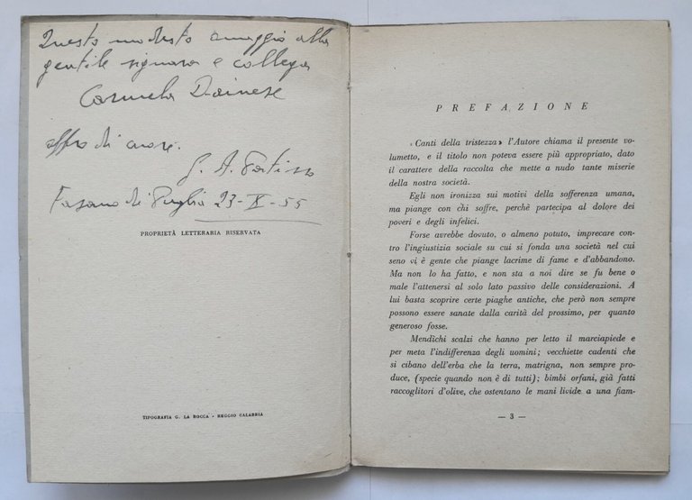 CANTI DELLA TRISTEZZA 1946 47 48 di Gabriele Patisso 1952 …