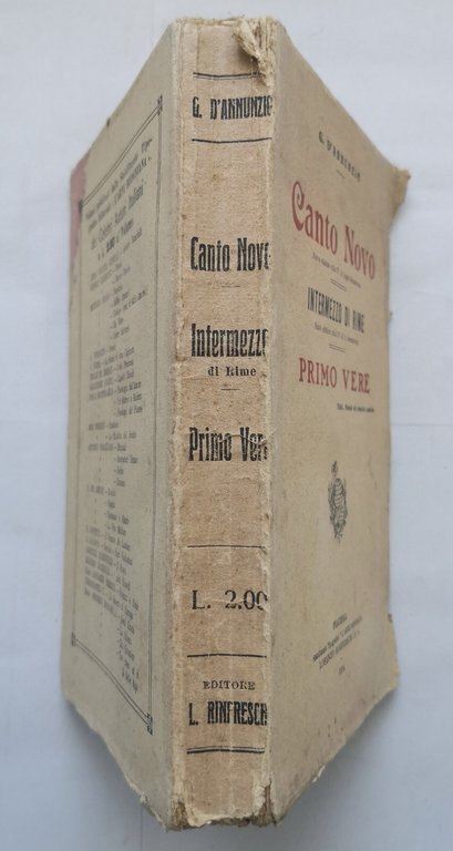 CANTO NOVO PRIMO VERE INTERMEZZO DI RIME di G D'Annunzio …