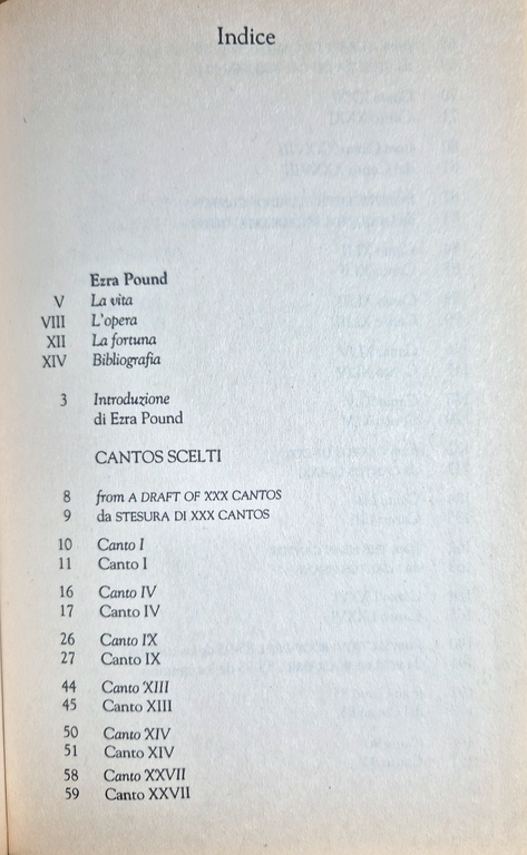 CANTOS SCELTI di Ezra Pound 1997 Oscar Mondadori Libro poesia
