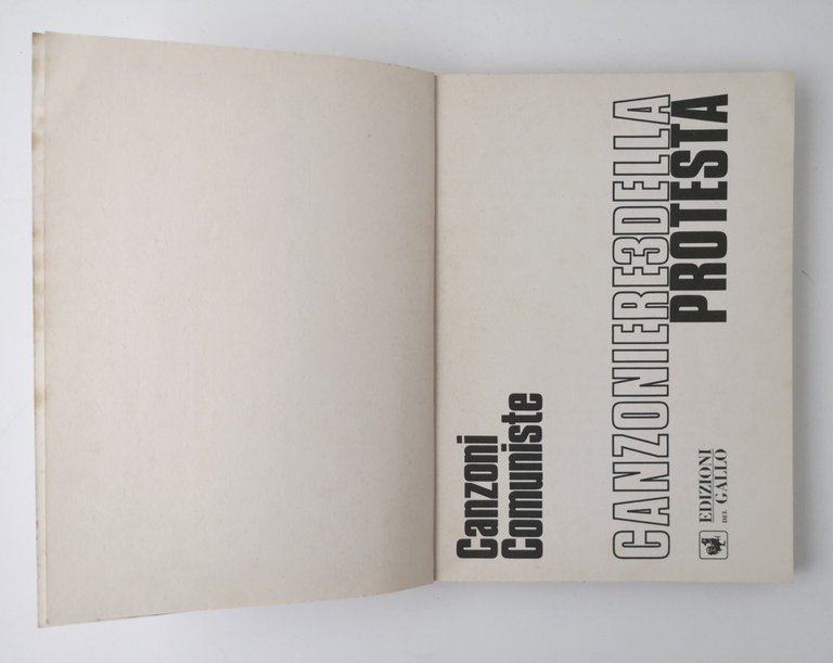 CANZONI COMUNISTE 1973 Edizioni del Gallo canzoniere della protesta Libro