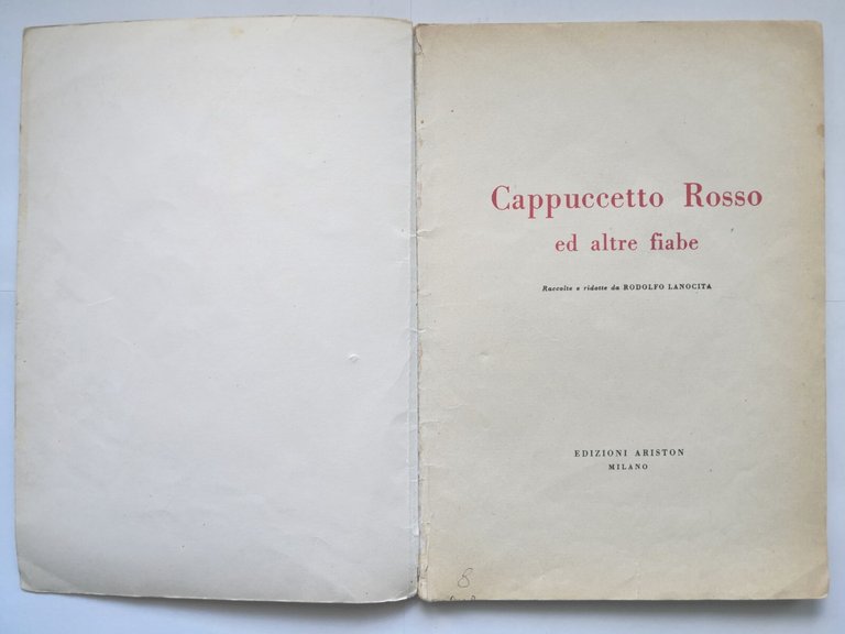 CAPPUCCETTO ROSSO ED ALTRE FIABE di Rodolfo Lanocita 1964 Ariston …