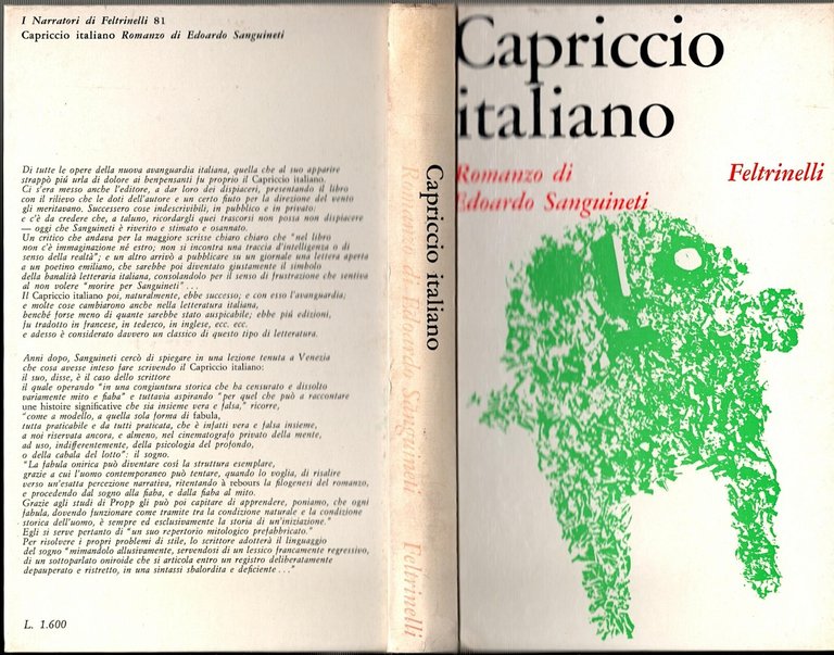 CAPRICCIO ITALIANO Romanzo di Edoardo Sanguineti 1967 Feltrinelli Libro