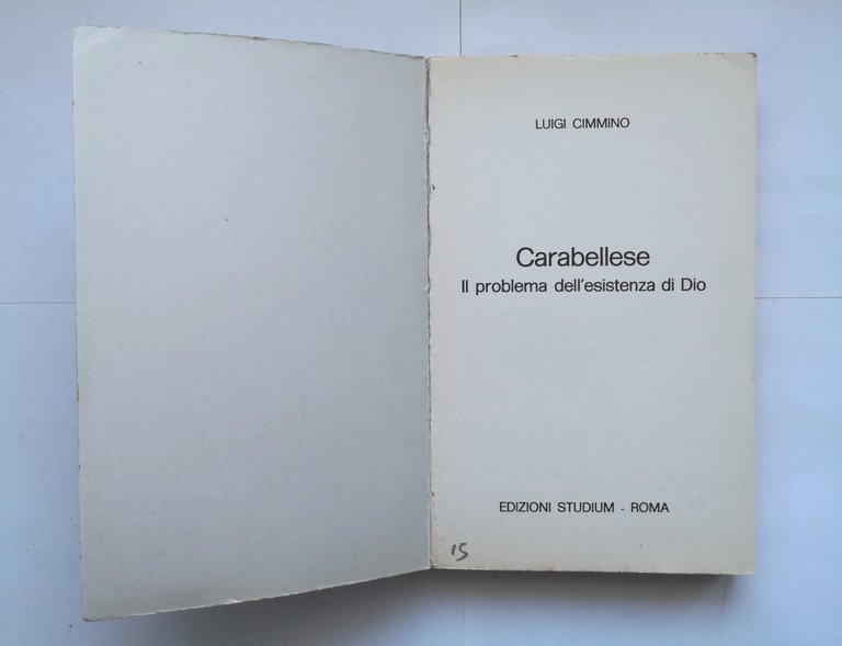 CARABELLESE IL PROBLEMA DELL'ESISTENZA DI DIO Luigi Cimmino 1983 Studium …