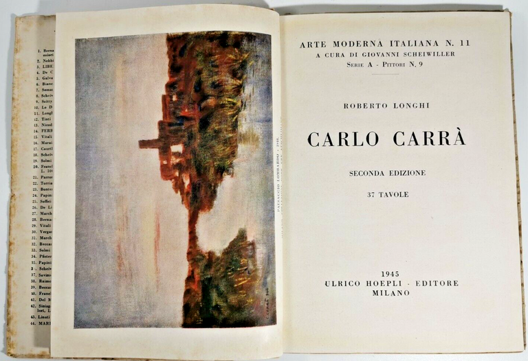 CARLO CARRÀ di Roberto Longhi 1945 Hoepli editore libro edizione …