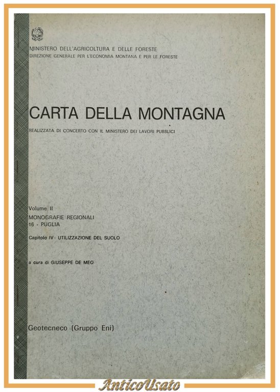 CARTA DELLA MONTAGNA volume II Puglia di Giuseppe De Meo … | Immagine Gallery 1
