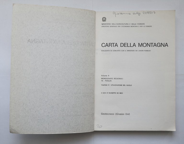 CARTA DELLA MONTAGNA volume II Puglia di Giuseppe De Meo …