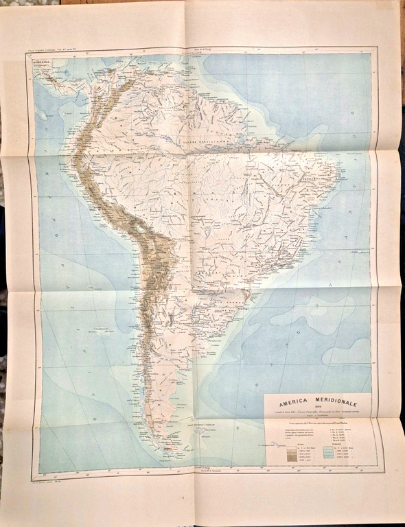 Carta Geografica AMERICA MERIDIONALE del 1894 Antica Vintage Originale | Immagine Gallery 1