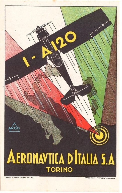 CARTOLINA Aeronautica Italiana Torino Aeroplano da ricognizione Fiat A120 Vintag