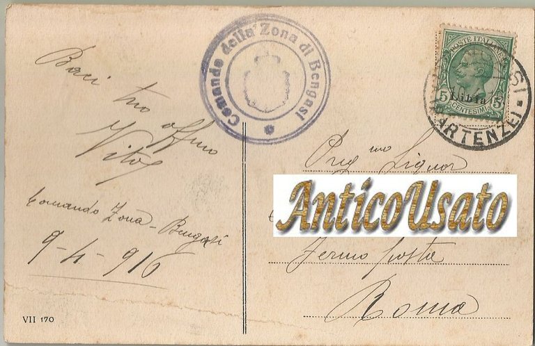 Cartolina Bengasi Cammelli 1916 Libia Italiana Originale Vintage postcard Guerra