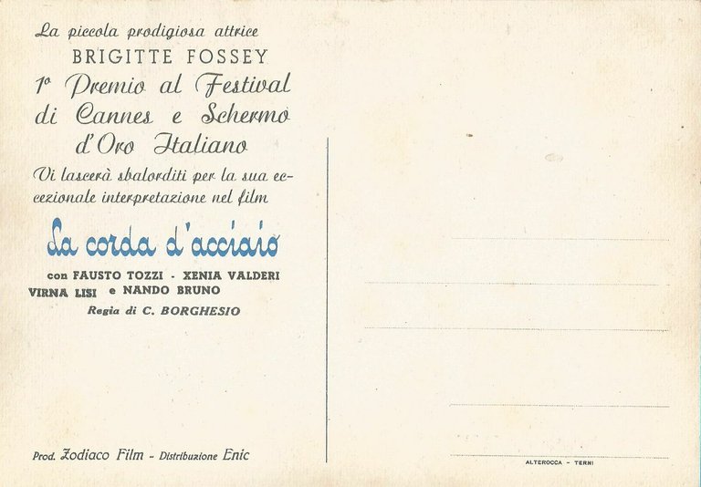 Cartolina del film LA CORDA D'ACCIAIO originale vintage Brigitte Fossey …