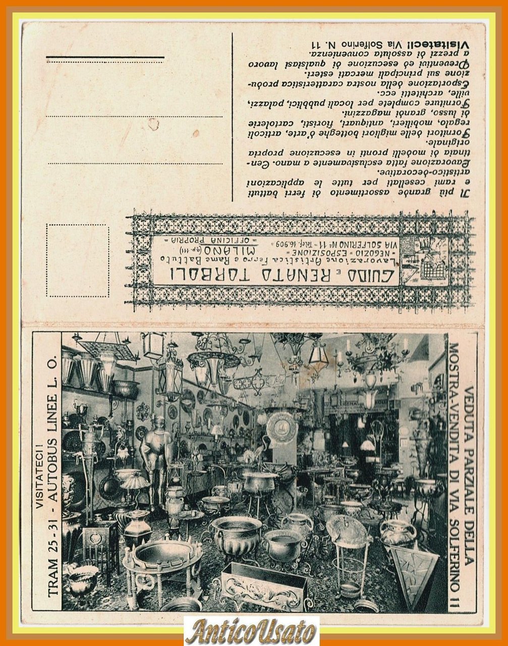 CARTOLINA Guido e Renato Torboli Lavorazioni Ferro Rame Battuto pubblicitaria | Immagine principale