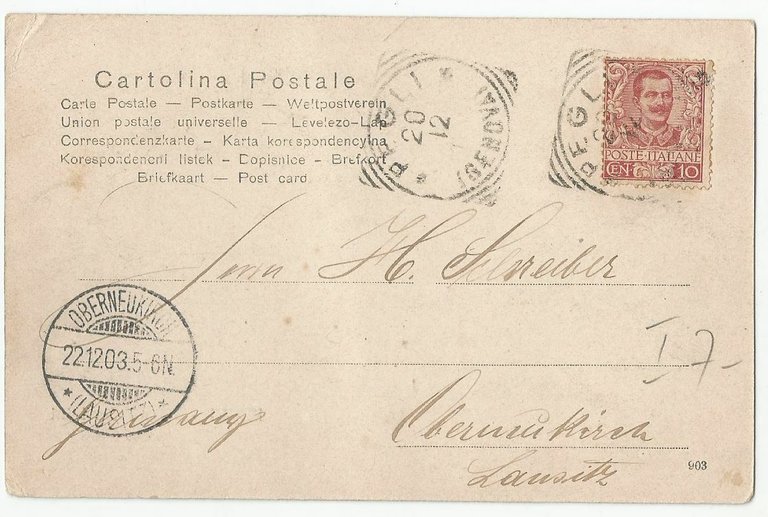 CARTOLINA PEGLI VILLA PALLAVICINI VIAGGIATA 20/12/1903 Vintage Postcard Tarjeta