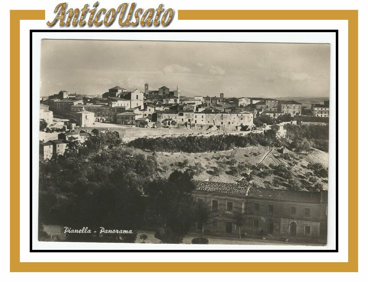Cartolina Pianella Panorama Viaggiata lucida bianco nero postcard carte postale