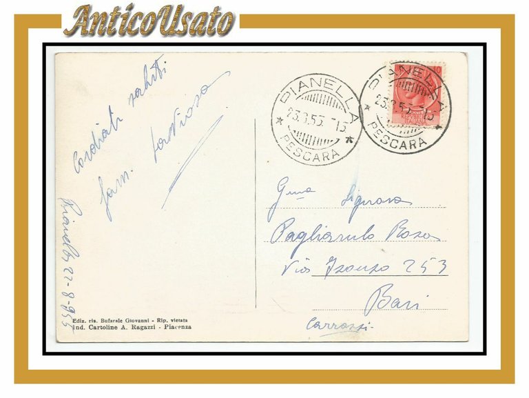 Cartolina Pianella Panorama Viaggiata lucida bianco nero postcard carte postale