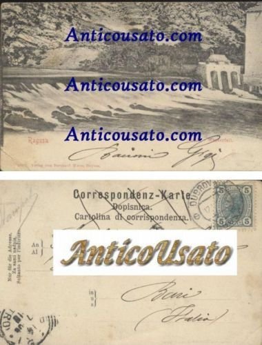 CARTOLINA RAGUSA OMBLA WASSERFALL Originale VIAGGIATA 1910? CROAZIA vintage | Immagine Gallery 1