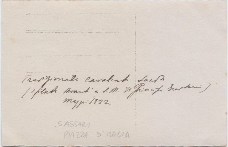 Cartolina SASSARI Cavalcata Sarda Piazza D'Italia 1929 Non Viaggiata Vintage | Immagine Gallery 2