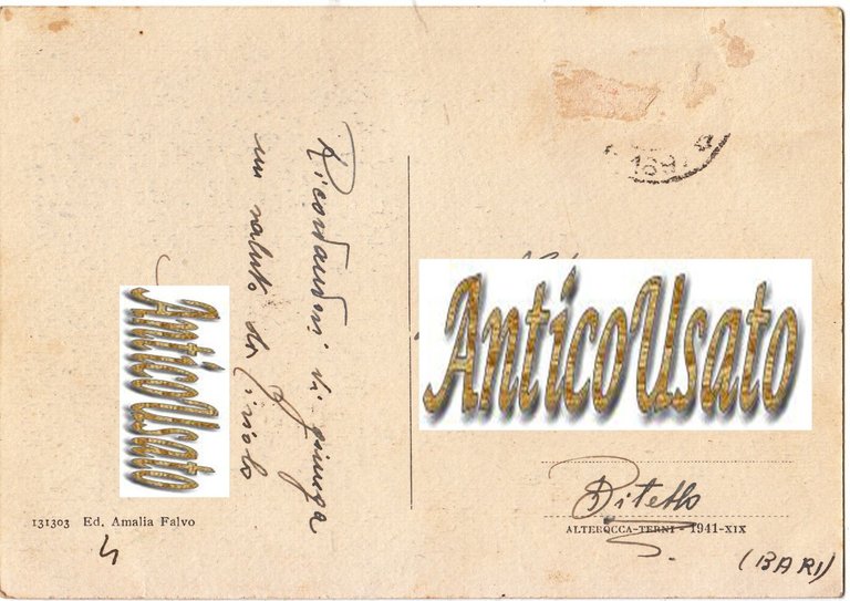 CARTOLINA TIRIOLO PIAZZA UMBERTO I Viaggiata anni '40 Vintage Catanzaro