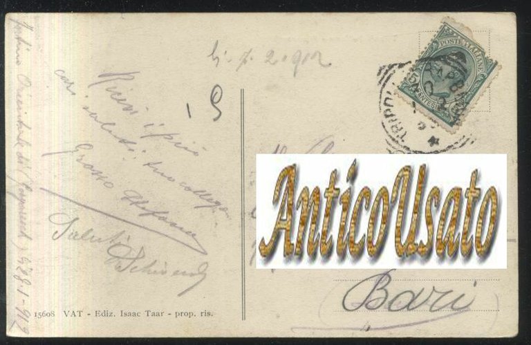 CARTOLINA TRIPOLI ITALIANA hammanji viaggiata Libia 1912 animata Vintage antica