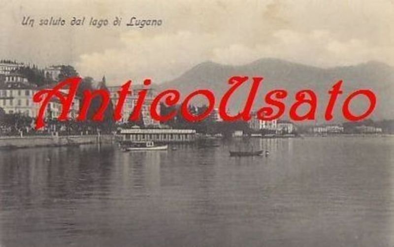 CARTOLINA UN SALUTO DAL LAGO DI LUGANO viaggiata 1911 usata …