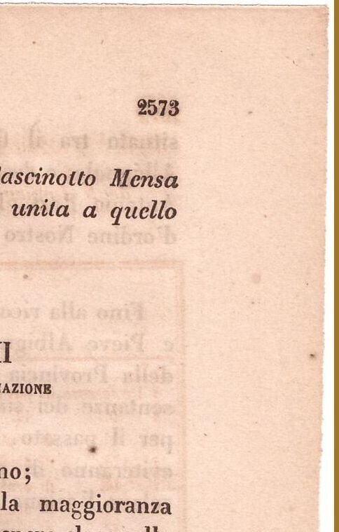 CASCINOTTO MENSA Regio Decreto CORANA PIEVE ALBIGNOLA 15 novembre 1868 …