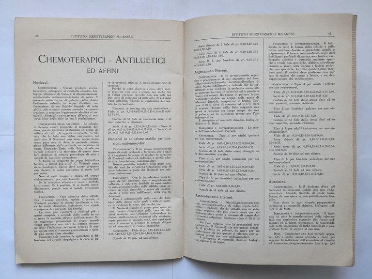 Catalogo 1930 istituto sieroterapico NOTE ILLUSTRATIVE PRINCIPALI PRODOTTI umano