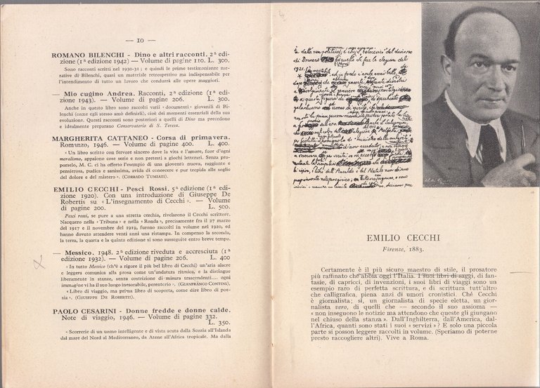 CATALOGO 1951 Vallecchi editore Libro illustrato scrittori italiani e stranieri