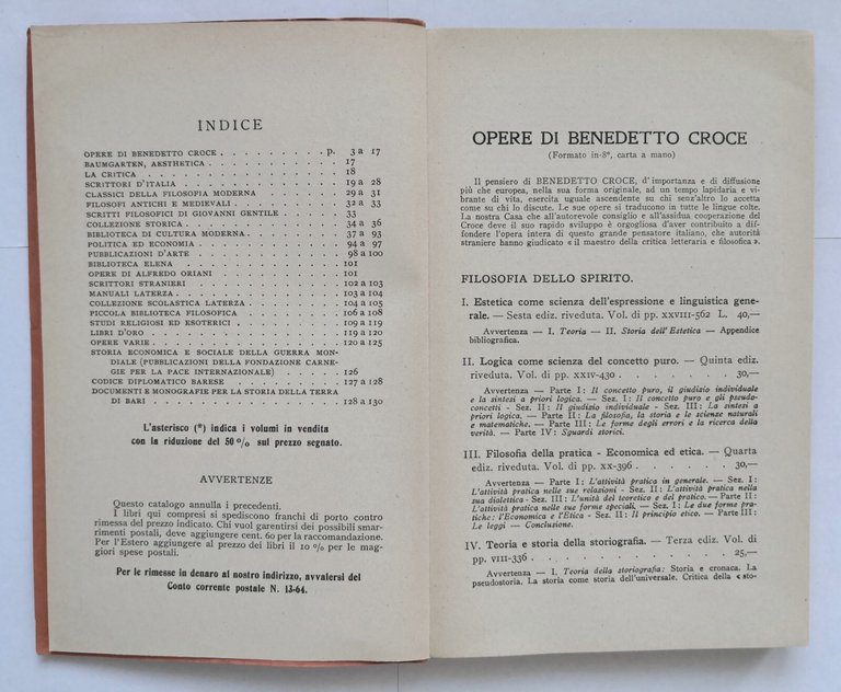 CATALOGO DELLA CASA EDITRICE GIUSEPPE LATERZA E FIGLI BARI 1939 …