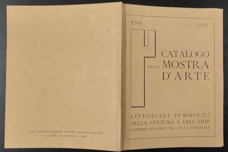 CATALOGO DELLA MOSTRA D'ARTE LITTORIALI FEMMINILI 1941 PNF GUF Libro …
