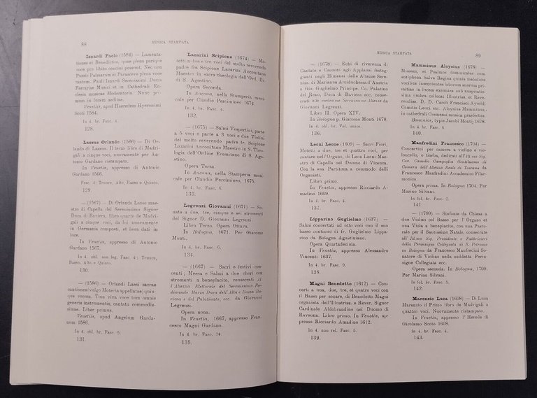 CATALOGO DELLE OPERE MUSICALI CITTÀ DI BOLOGNA Bonora Giani 1989 …