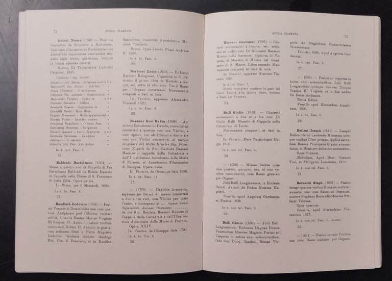 CATALOGO DELLE OPERE MUSICALI CITTÀ DI BOLOGNA Bonora Giani 1989 …