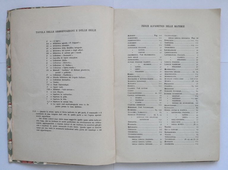 CATALOGO GENERALE dell' editore Barbera 1945 Libro